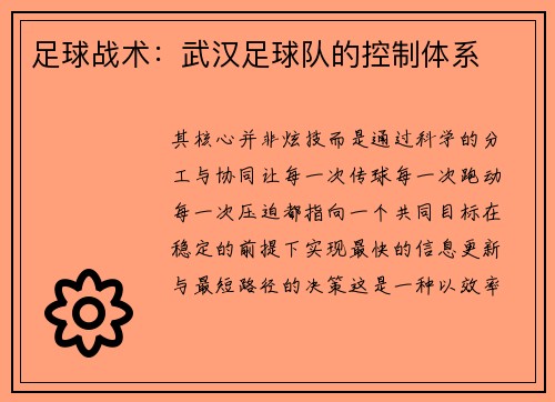 足球战术：武汉足球队的控制体系
